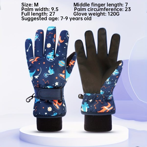 Ski Gloves, Christmas And New Year Gifts, Cute Printed Polar Lining Thickened Warm And Windproof Adjustable Wristband, Unisex Outdoor Gloves S/M/L Multicolor. - Image 23
