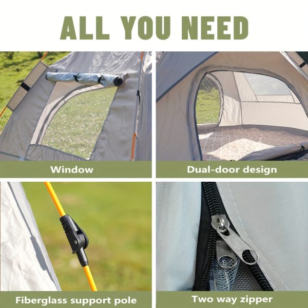 Lightweight Silver Outdoor Automatic Pop-Up Tent for Camping, Driving, Hiking, And Mountain Travel, Sunshade, Beach Tent, Portable And Foldable Shelter - Image 9