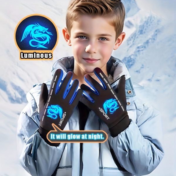 A Pair of Gloves Designed for Autumn And Winter, Featuring Separate Fingers for Skiing. These Glow-In-The-Dark Gloves Are Suitable for Both Boys And Girls, with Stylish Patterns That Shine at Night And a Plush Interior. Ideal for Everyday Wear And O - Image 8