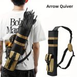 Pskook Archery Lightweight Back Arrow Quiver Dual Use Foldable Compact Hip Arrows Bag with Molle System Pocket Hanged for Target
