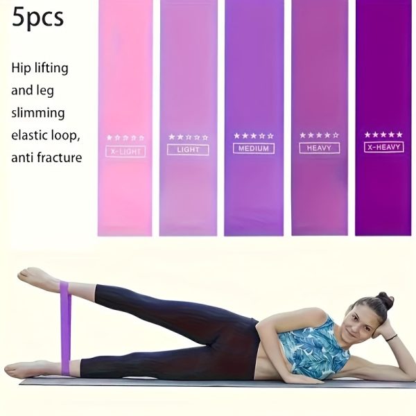 Versatile 5pcs Resistance Bands Set - QZE Fitness Stretch Bands for Women, Ideal for Hip Lifting, Body Shaping & Strength Training, Workout Accessories, Deep Squat - Image 4