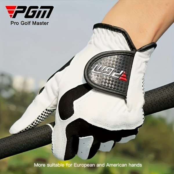 1pc PGM Men'S Left Hand Golf Glove, Anti-Slip Full-Finger Design, Soft Breathable Laica Fabric, Hook-and-Loop Closure, Spandex Non-Woven Fabric, Hand Wash - Comfortable Fit for Natural Movement - Image 11