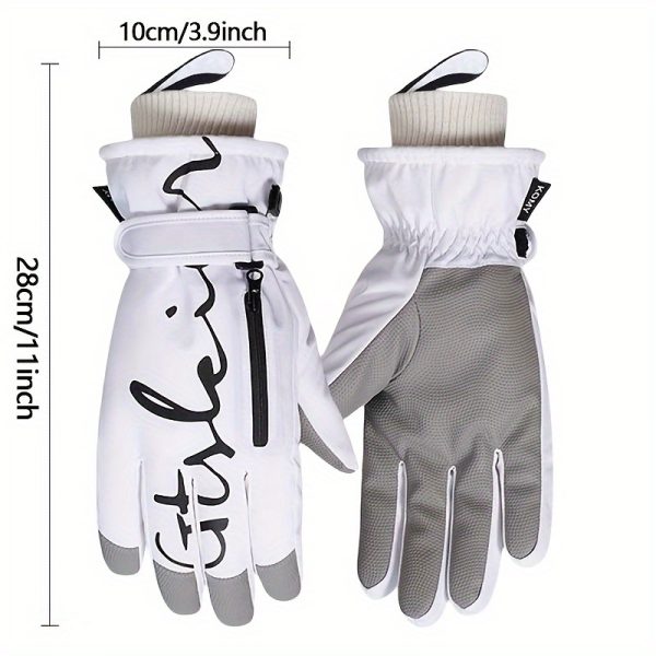 Winter skiing gloves, warm snow gloves, thick and fashionable, suitable for both men and women in outdoor sports, with pockets that are not afraid of rain and snow, easy to clean, high-quality skiing equipment, reinforced stitching - Image 2