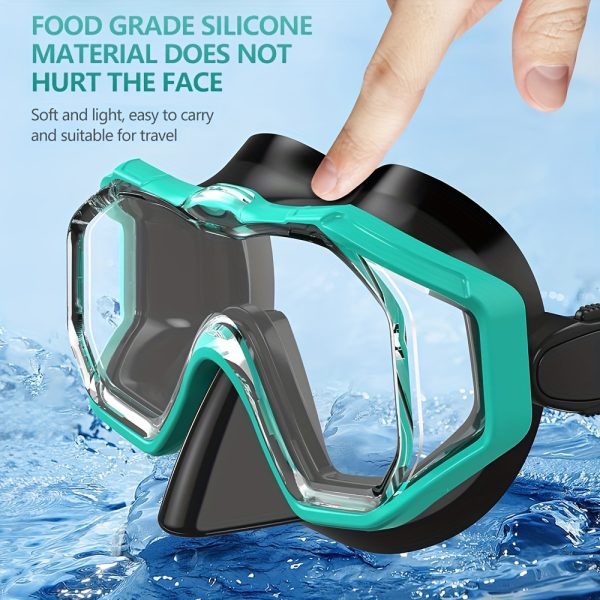 1pc Tri-Fin PC Lens Panoramic Wide Angle Adult Silicone Snorkeling Mask, Swimming Goggles, Leakproof, Easy Adjustment, Suitable for Snorkeling and Swimming Training - Image 5