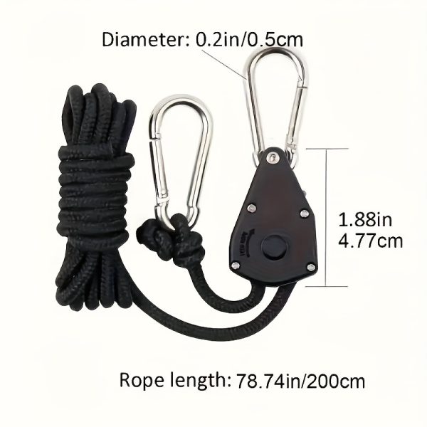 [2pcs Adjustable Ratchet Hangers] 2pcs Adjustable 8 Inch Reinforced Ratchet Hangers | Hanging Ratchet for Tent Grow Plant Lamp Rope Ratchet Hanger Pulley Hook - Image 3