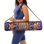 Boho Mandala Flower 1pc Yoga Mat Storage Bag, Single Shoulder Fitness Mat Storage Bag for Women Outdoor Sports