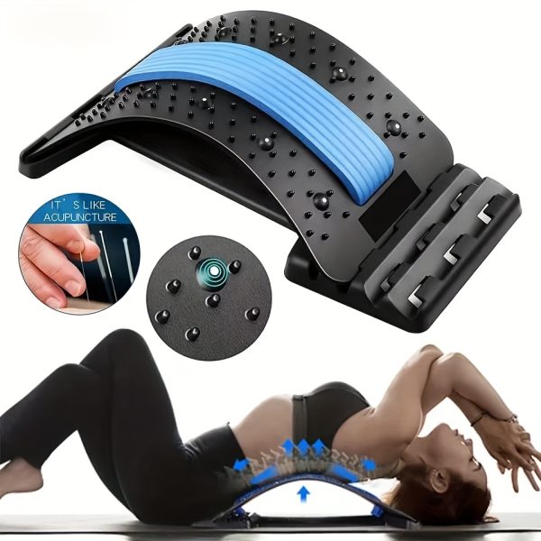 2pcs set of 3-level adjustable back stretcher and multifunctional yoga resistance band - multi-level spinal support plate, elastic waistband for open back and shoulder stretching, suitable for home gym, yard or outdoor use - Image 2