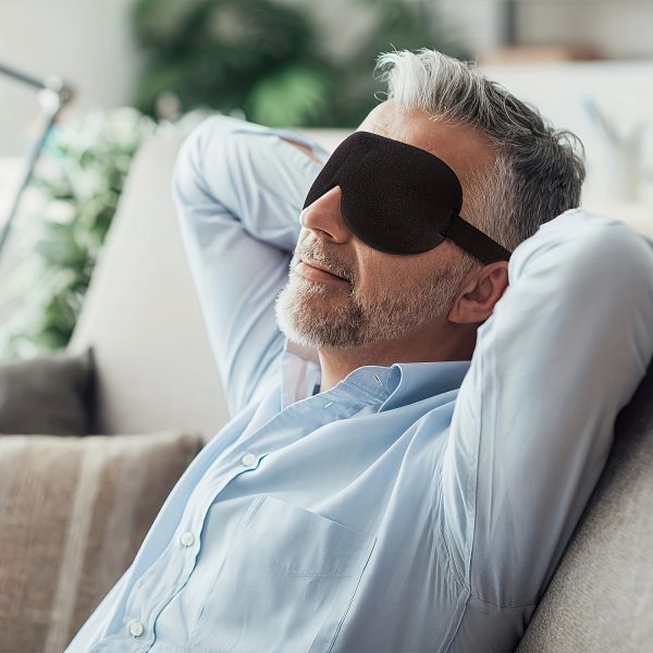 1pc Unisex Sleep Mask, 3D Light Blocking Eye Mask, Comfortable Polyester, Ideal for Supine and Side Sleepers, Solid Color, Black, Yoga Silicone Eye Pillow - Image 5