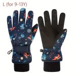 1 Pair of Winter Ski Gloves, Boys Warm Gloves Plus Velvet Warm Snow Play Girls Winter, Suitable for Children 4-13 Years Old - Image 24