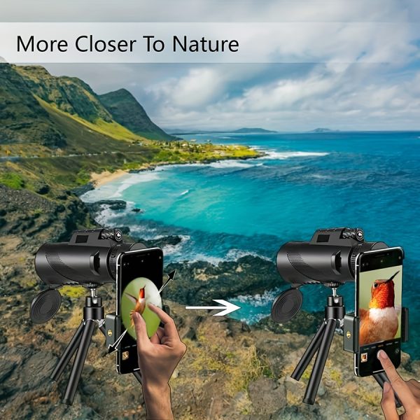 10x50 Portable HD High-Power Monocular Telescope, Extra-Large Objective Lens, Rubber Grip, Manual Focus - Perfect for Bird Watching, Concerts, Outdoor Camping, and Travel - Ideal Gift for Men, Perfect Holiday Gift, Father's Day Gift - Image 5