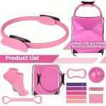This 13pcs Strength Training Set Made of PP Material Is Suitable for Home Workouts, Featuring a 9.8-Inch Pilates Ball, a 12-Inch Yoga Ring, And Resistance Bands, Designed for Women - Image 2