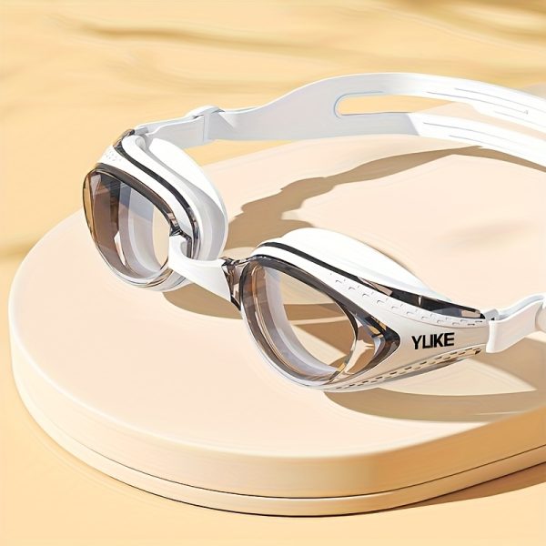 [Anti-Fog | Waterproof] Professional HD Anti-Fog Waterproof 1 Pair Swimming Goggles | Comfortable, Replaceable Nose Bridge, White Frame with Clear Vision | Ideal for Men & Women Swimming - Image 3