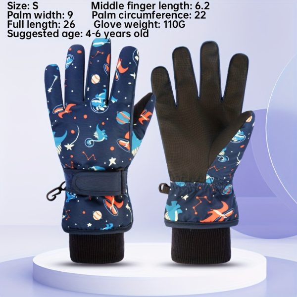 Ski Gloves, Christmas And New Year Gifts, Cute Printed Polar Lining Thickened Warm And Windproof Adjustable Wristband, Unisex Outdoor Gloves S/M/L Multicolor. - Image 22
