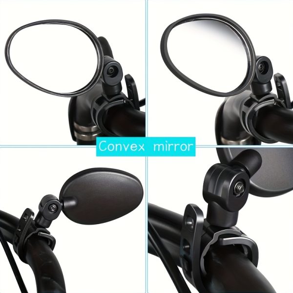 [360° Rotatable Bike Mirror Fit] Durable, Fit 360° Rotatable Bike Mirror - Oval Acrylic Convex Rear View, Shockproof Handlebar Mirror for Mountain & Road Bikes - Image 3