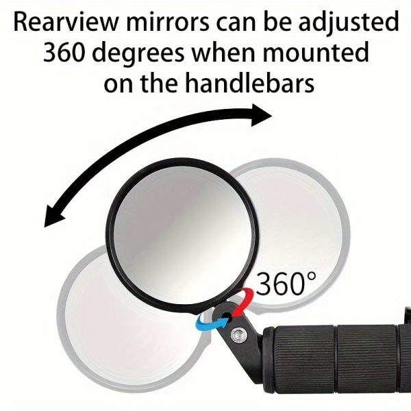 HD Wide-Angle 360° Rotatable Bike Rearview Mirror - 1pc/2pcs Handlebar End Mirrors for Mountain & Road Cycling - Image 2