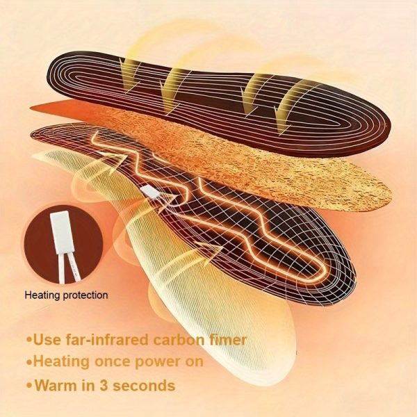 Full Footbed Electric Heating Insoles with USB Charging, Adaptive Fit, Soft Comfort Fabric, Overheat Protection, Ideal for Skiing, Camping, Hunting. Includes Data Cable and White Brush for Dust Removal - Image 7
