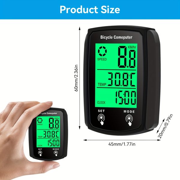 Wired Bike Computer, Bicycle Odometer with MPH And KM/H Options, Featuring a Touch Sensor Switch, Large Digital LCD Display, And Automatic Wake-Up Function - Image 2