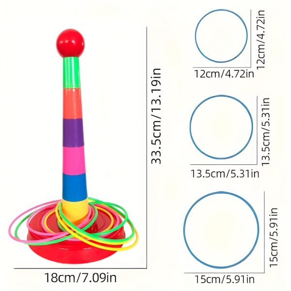 Colorful Rainbow Ring Toss Game for Kids - Interactive Indoor/Outdoor Toy with Vibrant Multicolor Rings, Perfect for Parties, Competitions, and Educational Play, Ideal Halloween/Christmas Gift, Educational Playset|Vibrant Playset|Durable PP Material, Ring Toss Game - Image 2