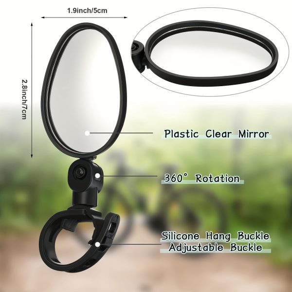 [360° Rotatable Bike Mirror Fit] Durable, Fit 360° Rotatable Bike Mirror - Oval Acrylic Convex Rear View, Shockproof Handlebar Mirror for Mountain & Road Bikes - Image 2