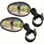 [360° Rotatable Bike Mirror Fit] Durable, Fit 360° Rotatable Bike Mirror - Oval Acrylic Convex Rear View, Shockproof Handlebar Mirror for Mountain & Road Bikes