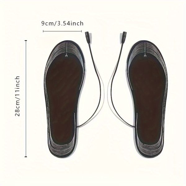 Full Footbed Electric Heating Insoles with USB Charging, Adaptive Fit, Soft Comfort Fabric, Overheat Protection, Ideal for Skiing, Camping, Hunting. Includes Data Cable and White Brush for Dust Removal - Image 2