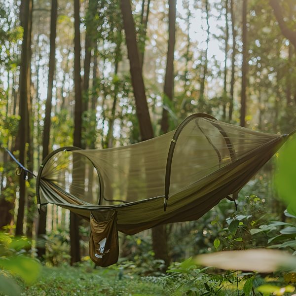 GEERTOP 3in 1 Outdoor Hammock with Mosquito Net Sun Shelter, Double Sleep Rest Camping Hammock for Backpacking Travel Garden Park - Image 16