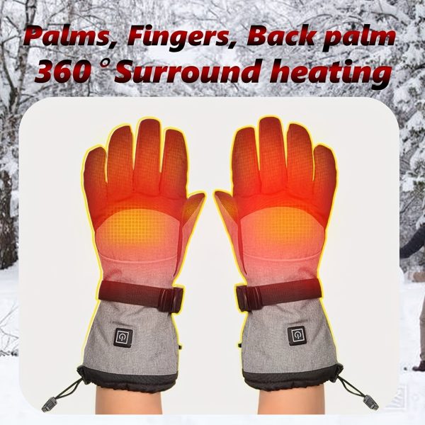 A Pair of Heated Gloves with Warmth on The Palms And Backs, Made of Oxford Cloth And Lined with Flannel, Equipped with Batteries, Essential for Winter. - Image 4