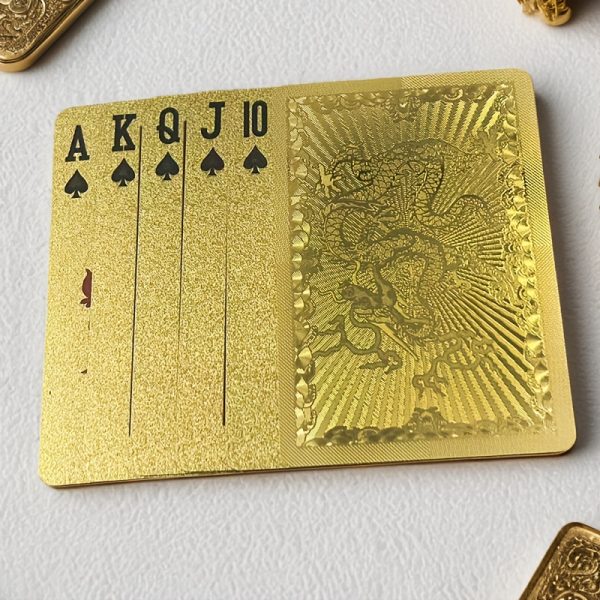 1 Set Matte Golden Dragon PVC Playing Cards - Durable Hardened Deck for Valentine'S Day, Thanksgiving, Christmas, Halloween & New Year Celebrations - Elegant Design with Intricate Patterns, Perfect for Parties & Gatherings, Festive Game Night, Sophisticated Style, Highquality Print, Best for Christmas, Perfect for Thanksgiving - Image 4