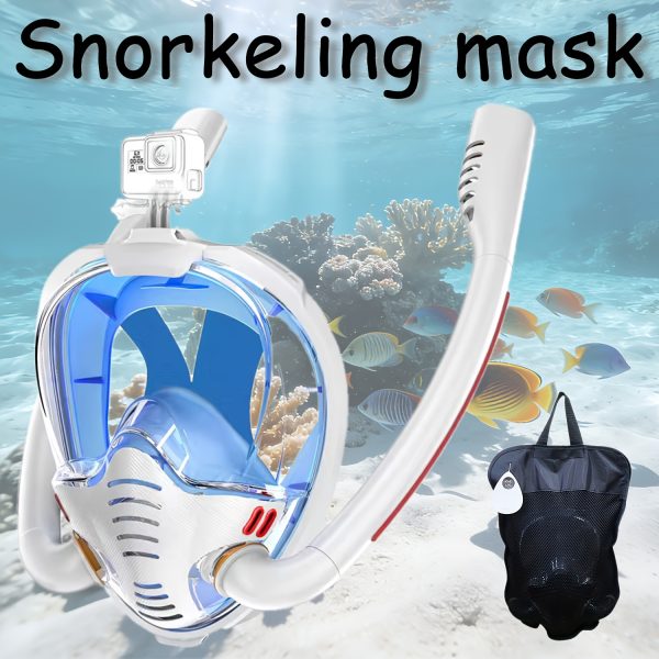 1 Full Face Snorkeling Mask | Adult Swimming Gear, 180 Degree Panoramic Dual Tube Mask with Camera Mount, PC Material - BOKEFA - Image 3