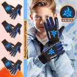 A Pair of Gloves Designed for Autumn And Winter, Featuring Separate Fingers for Skiing. These Glow-In-The-Dark Gloves Are Suitable for Both Boys And Girls, with Stylish Patterns That Shine at Night And a Plush Interior. Ideal for Everyday Wear And O