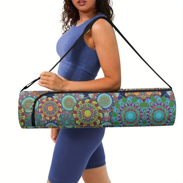 Boho Mandala Flower 1pc Yoga Mat Storage Bag, Single Shoulder Fitness Mat Storage Bag for Women Outdoor Sports - Image 8