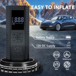 Portable Tire Inflator, 150PSI Air Compressor with Pressure Gauge & LED Light, 3X Fast One-Button Smart Cordless Pump for Cars, Motorcycles, Bikes, Balls, and More - Image 9