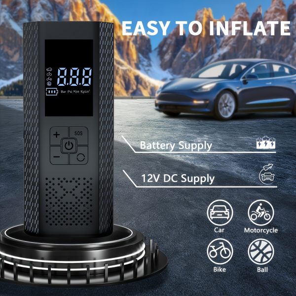 Portable Tire Inflator, 150PSI Air Compressor with Pressure Gauge & LED Light, 3X Fast One-Button Smart Cordless Pump for Cars, Motorcycles, Bikes, Balls, and More - Image 9
