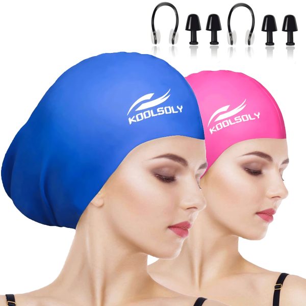 Swimming Cap for Long Hair Swimming Accessories Including Earplugs And Nose Clip - Image 17