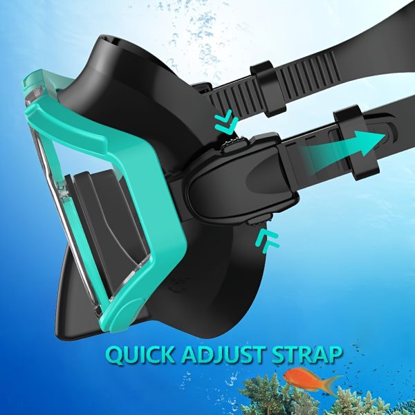 1pc Tri-Fin PC Lens Panoramic Wide Angle Adult Silicone Snorkeling Mask, Swimming Goggles, Leakproof, Easy Adjustment, Suitable for Snorkeling and Swimming Training - Image 7