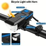 1pc Solar Powered Bicycle Horn Light With Power Indicator, T6 Bright LED Front Light, USB Rechargeable, High-Decibel Horn, Multiple Light Modes (350/200 Lumens) - Image 6