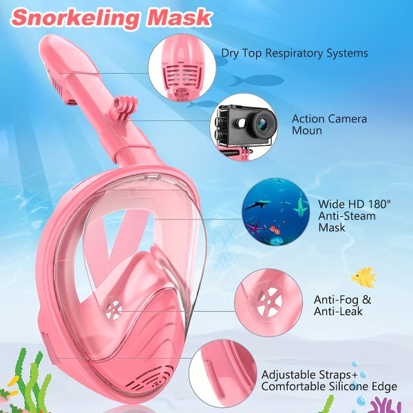 1 Kids Full Face Snorkeling Mask | Snorkeling Gear with Camera Mount, 180-Degree Panoramic View, Anti-Fog and Anti-Leakage, Suitable for Boys and Girls, Mixed Color, BOKEFA Brand - Image 4