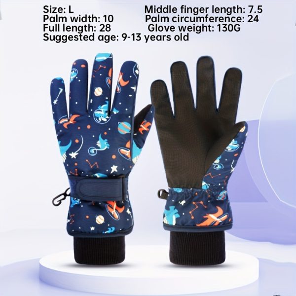 Ski Gloves, Christmas And New Year Gifts, Cute Printed Polar Lining Thickened Warm And Windproof Adjustable Wristband, Unisex Outdoor Gloves S/M/L Multicolor. - Image 24