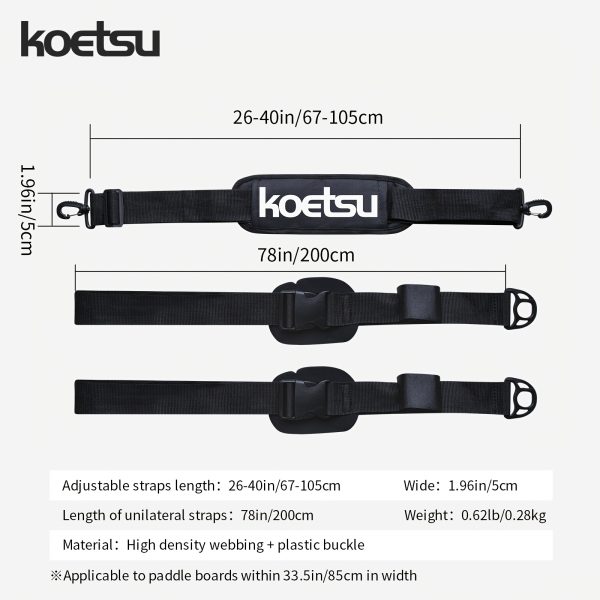 KOETSU Adjustable SUP Paddle Board Shoulder Strap - Heavy-Duty Paddleboard Carrier with Wide Strap, Oxford/ for Surfboards - Suitable for SUPs within Width 85.09cm, Ideal for Surfing, Transport & Paddleboarding Gear - Image 4