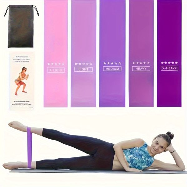 Versatile 5pcs Resistance Bands Set - QZE Fitness Stretch Bands for Women, Ideal for Hip Lifting, Body Shaping & Strength Training, Workout Accessories, Deep Squat - Image 8