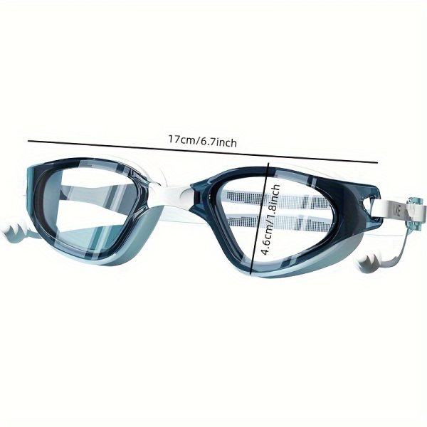 Adult high-definition swimming goggles, made of durable PC material, leak proof, with non fogging lenses and a frame design that provides a wide field of view. Available in black, white, and blue, unisex - Image 6