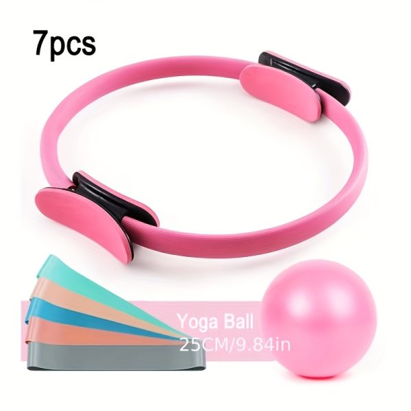 7pcs Premium Yoga Pilates Set, Non-Slip Exercise Rings for Flexibility and Strength Training, Home Fitness Equipment for Toning - Image 3