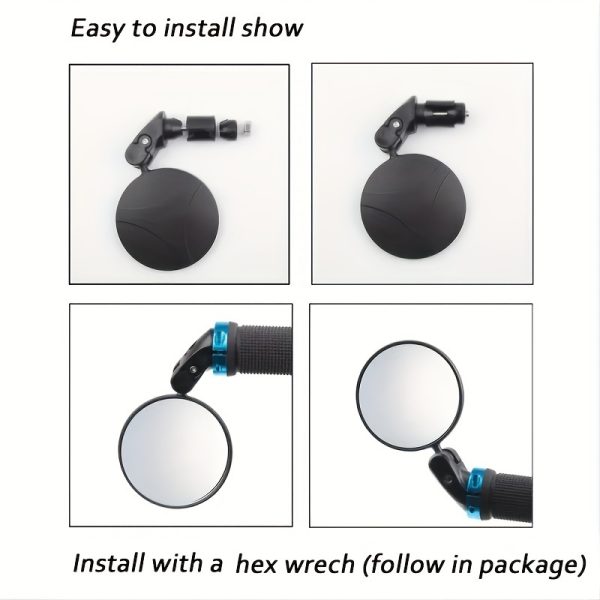 HD Wide-Angle 360° Rotatable Bike Rearview Mirror - 1pc/2pcs Handlebar End Mirrors for Mountain & Road Cycling - Image 6