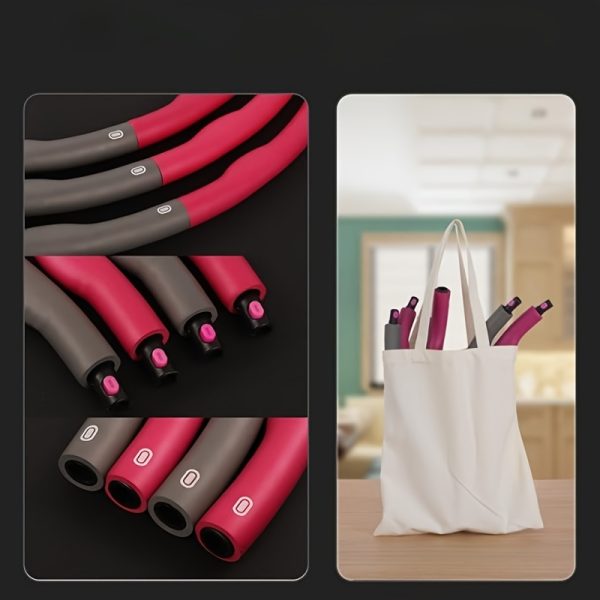 Detachable Fitness Hoop with Massage Nubs, Polypropylene Exercise Ring with Weight Adjustment, Striped Design for Enhanced Grip Stability - Image 2