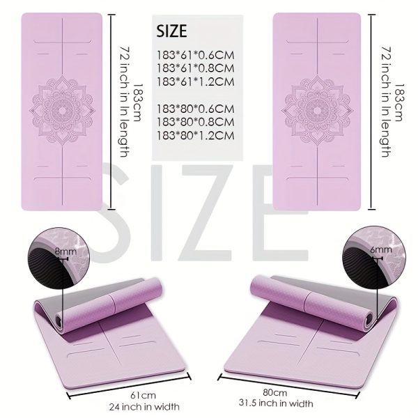 Non-Slip TPE Thick Yoga Mat with Alignment Markers, Large Size 182.88cm Long X 80.01cm Wide X 0.58cm Thick, Tear-Resistant Exercise And Fitness Mat for Yoga, Pilates, And Floor Training. - Image 7