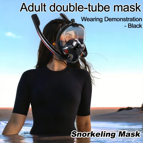 1 Full Face Snorkeling Mask | Adult Swimming Gear, 180 Degree Panoramic Dual Tube Mask with Camera Mount, PC Material - BOKEFA - Image 8