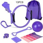This 13pcs Strength Training Set Made of PP Material Is Suitable for Home Workouts, Featuring a 9.8-Inch Pilates Ball, a 12-Inch Yoga Ring, And Resistance Bands, Designed for Women - Image 3