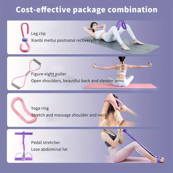 4pcs Yoga & Fitness Set for Home Workouts - Durable PP Material, Solid Color Design - Image 5