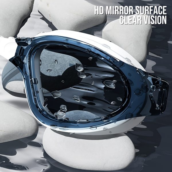Adult high-definition swimming goggles, made of durable PC material, leak proof, with non fogging lenses and a frame design that provides a wide field of view. Available in black, white, and blue, unisex - Image 8