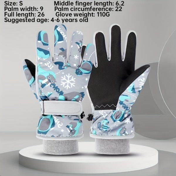 Ski Gloves, Christmas And New Year Gifts, Cute Printed Polar Lining Thickened Warm And Windproof Adjustable Wristband, Unisex Outdoor Gloves S/M/L Multicolor. - Image 9